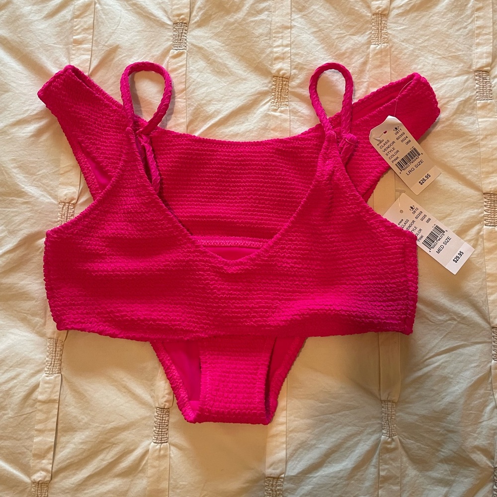 PacSun Eco Hot Pink Riviera Scrunch V Tank Bikini Top & Bottom